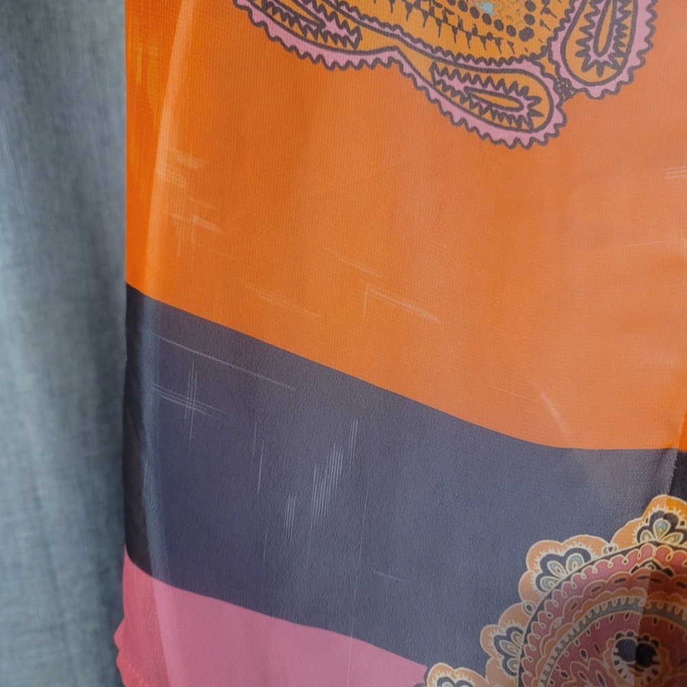 a.n.a A New Approach Women Paisley Sleeveless Chiffon Top Orange Pink Large - Picture 3 of 5